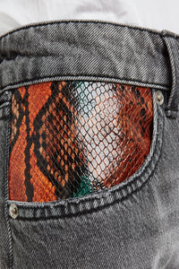 Thumbnail for Golden Goose - Jolly Cropped Python-Trimmed Jeans