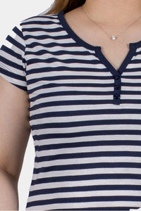 Thumbnail for Bianco Nero - Women's V-neck Shirt Stripe Pattern