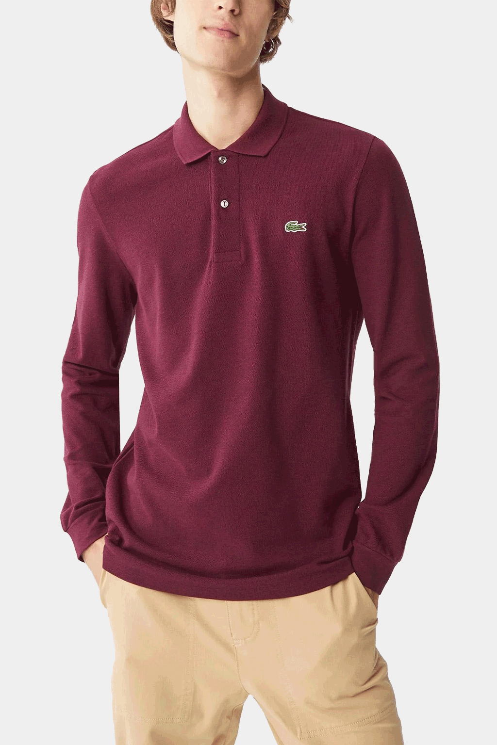 Lacoste - Classic Fit Long-Sleeve Polo Shirt in Marl Petit Piqué