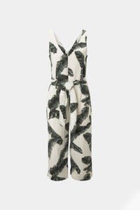 Thumbnail for Tom Tailor - Sleeveless Printed Linen Jumpsuit Ecru Tropical Leaves Design