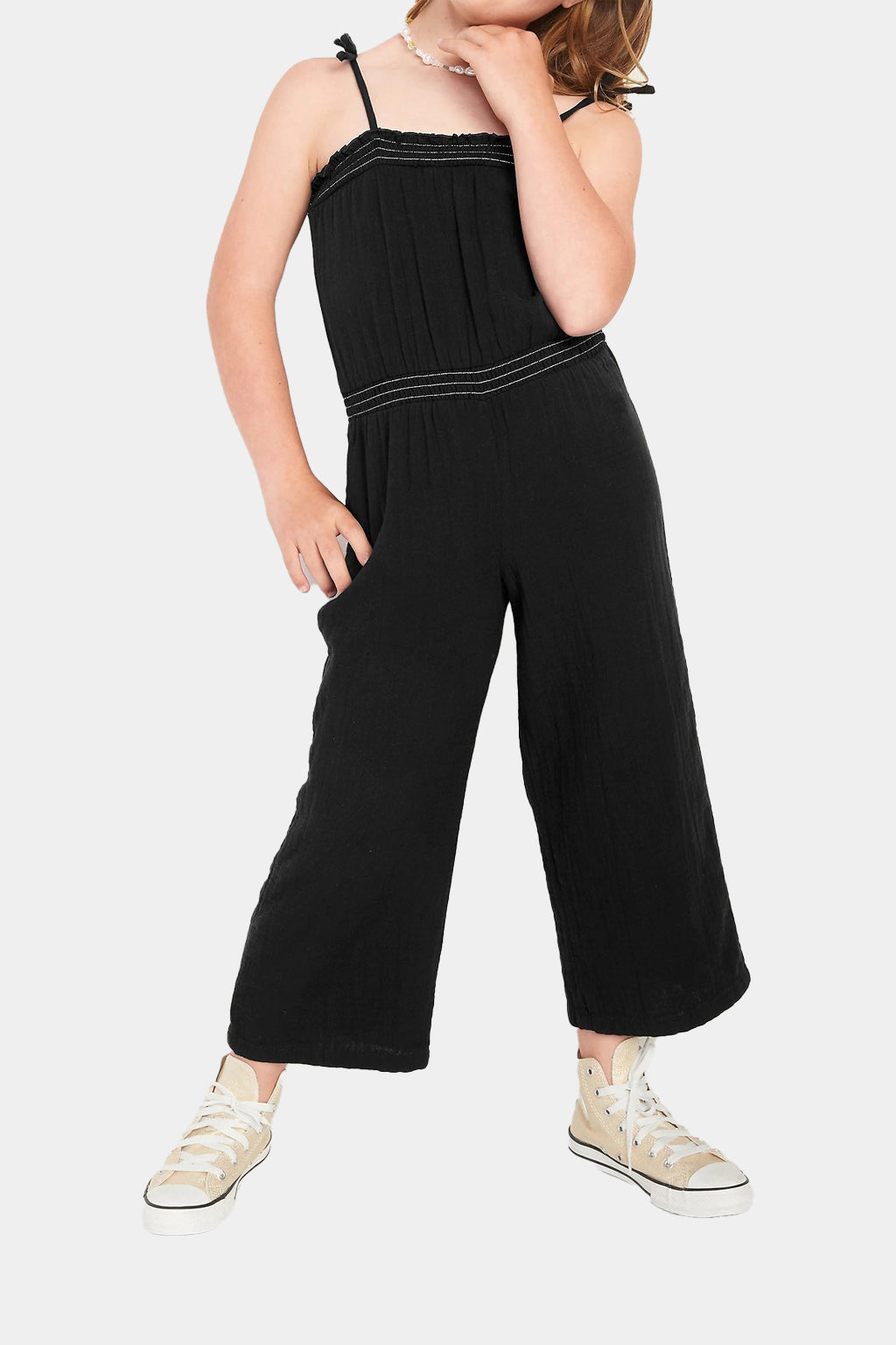 Old Navy - Double-weave Smocked Shoulder-tie Jumpsuit for Girls